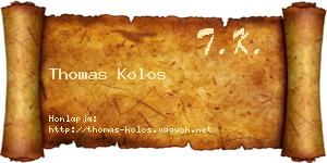 Thomas Kolos névjegykártya